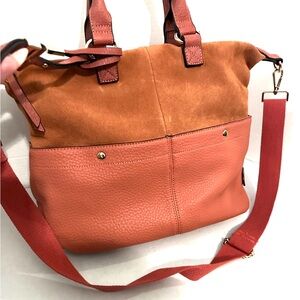 Moda Luxe vegan leather/suede satchel Coral